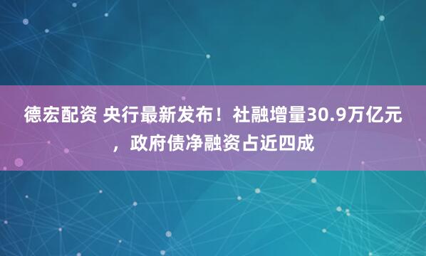 德宏配资 央行最新发布！社融增量30.9万亿元，政府债净融资占近四成